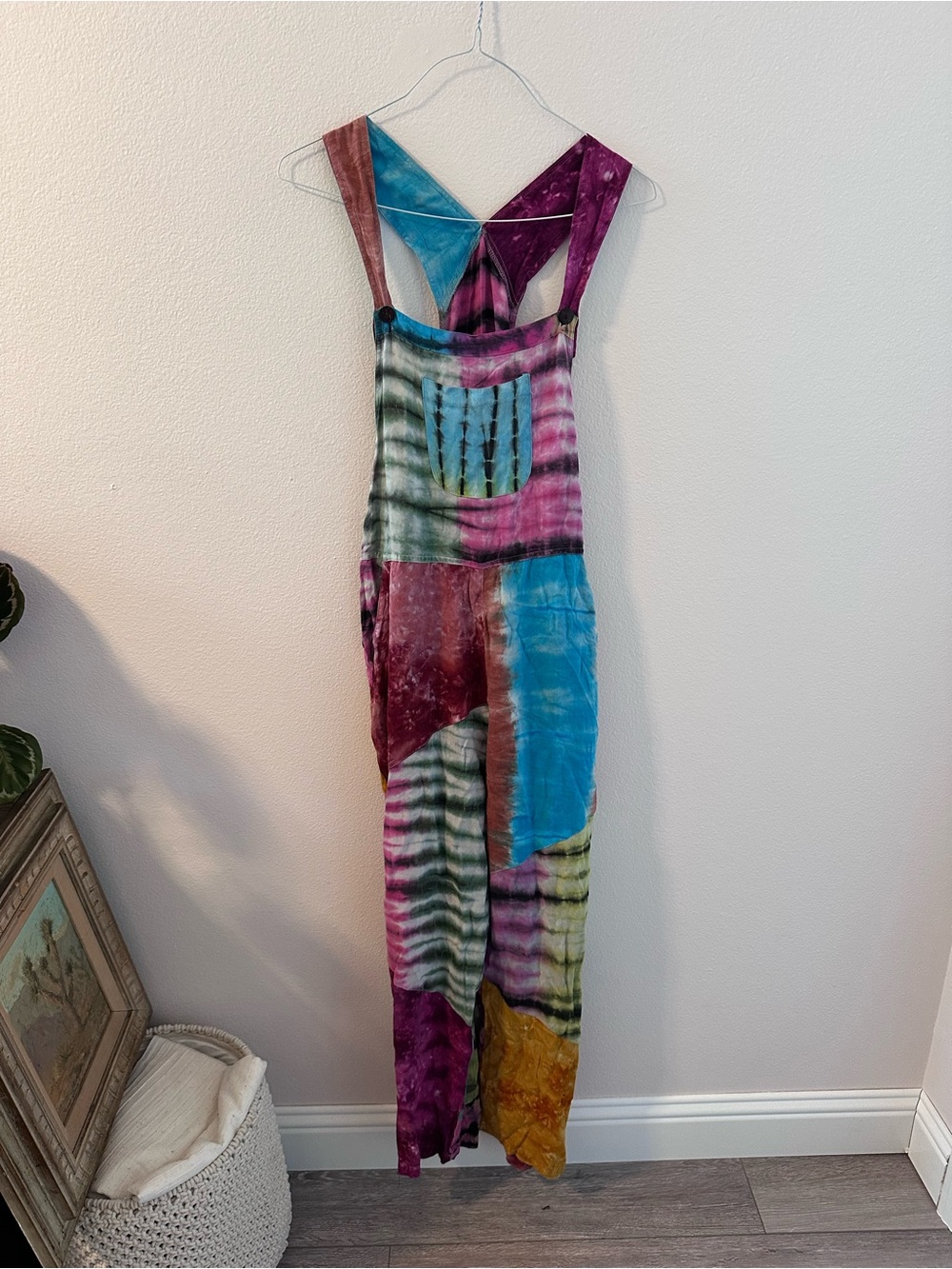 Sacred threads tie-dye patchwork jumpsuit